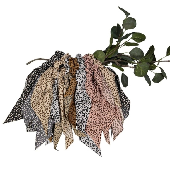 NEW Leopard Hair Ribbon Scrunchie - Picture 7 of 11